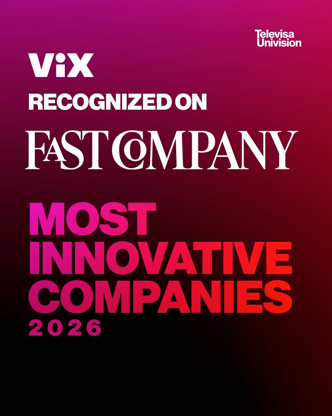 ViX recognized on Fast Company's Most Innovative Companies 2026