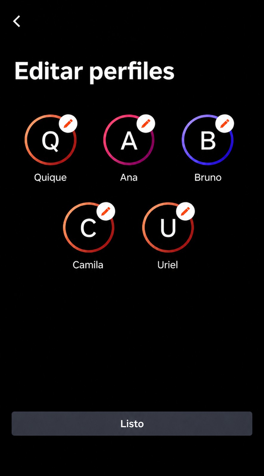 ViX: Edit profiles screen